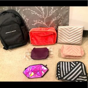7pcs Makeup Bag Backpack Cosmetic Toiletries Purse